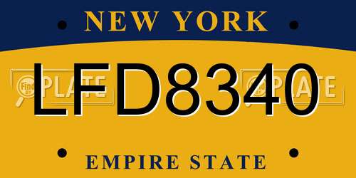 LFD8340 New York License Plate