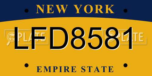 LFD8581 New York License Plate