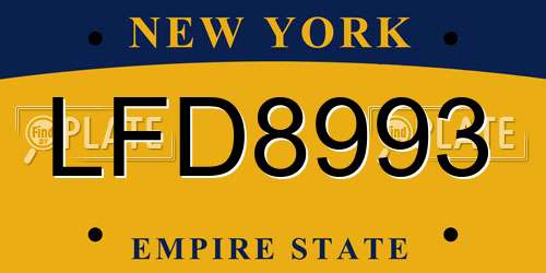 LFD8993 New York License Plate