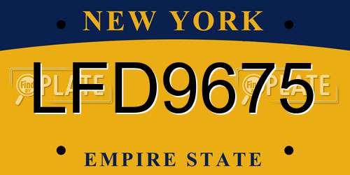LFD9675 New York License Plate