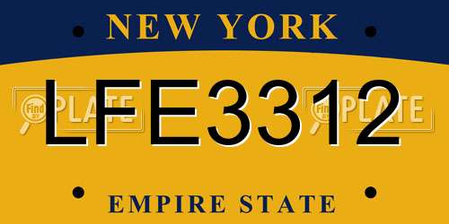 LFE3312 New York License Plate