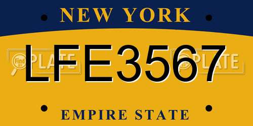 LFE3567 New York License Plate