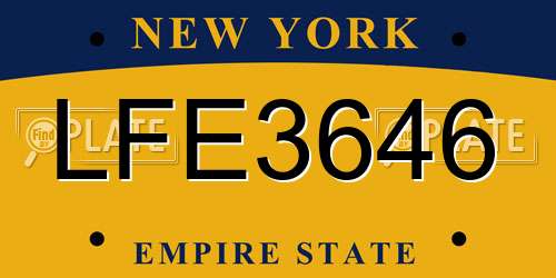 LFE3646 New York License Plate