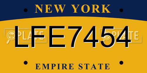LFE7454 New York License Plate