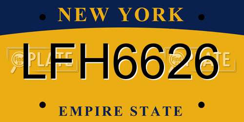 LFH6626 New York License Plate