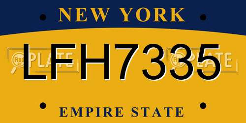 LFH7335 New York License Plate
