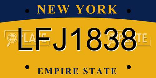 LFJ1838 New York License Plate