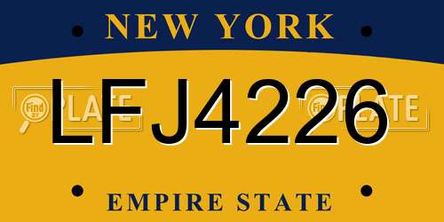LFJ4226 New York License Plate