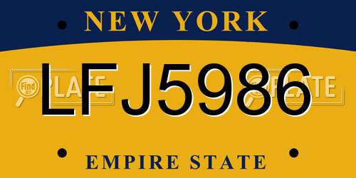 LFJ5986 New York License Plate