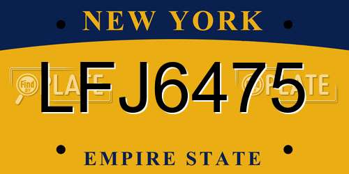 LFJ6475 New York License Plate