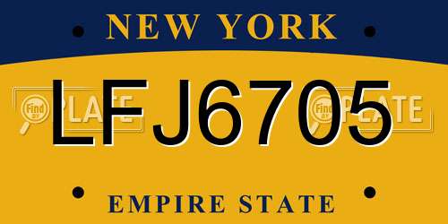 LFJ6705 New York License Plate