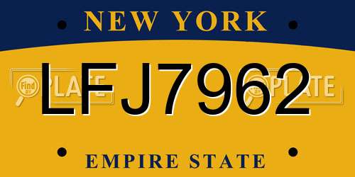 LFJ7962 New York License Plate