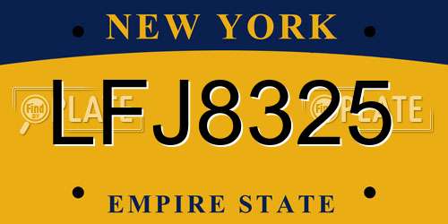 LFJ8325 New York License Plate