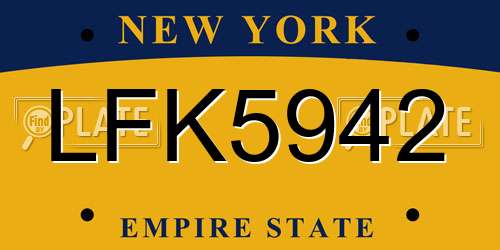 LFK5942 New York License Plate
