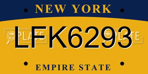 LFK6293 New York License Plate