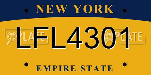 LFL4301 New York License Plate