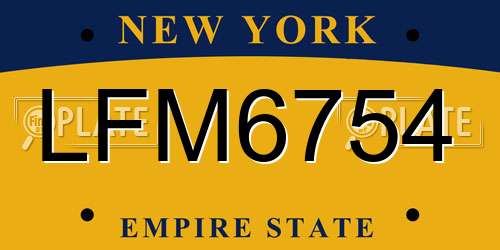 LFM6754 New York License Plate