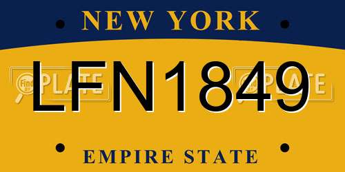 LFN1849 New York License Plate