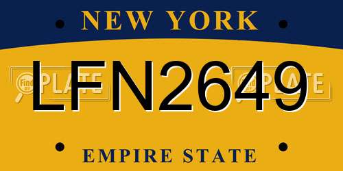 LFN2649 New York License Plate