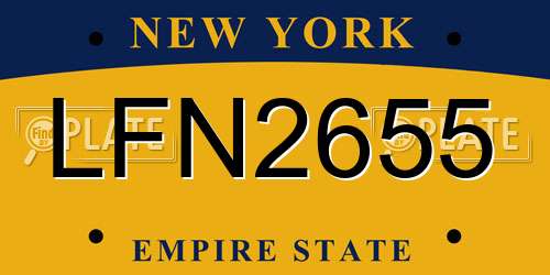 LFN2655 New York License Plate