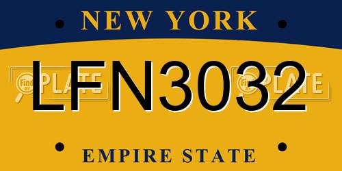 LFN3032 New York License Plate
