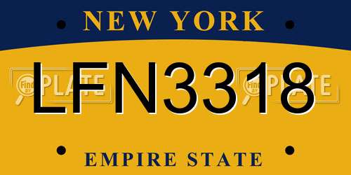 LFN3318 New York License Plate