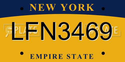 LFN3469 New York License Plate