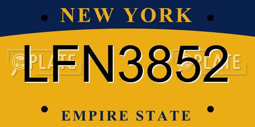 LFN3852 New York License Plate