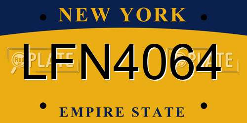 LFN4064 New York License Plate