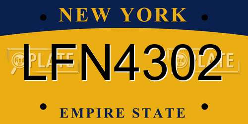 LFN4302 New York License Plate