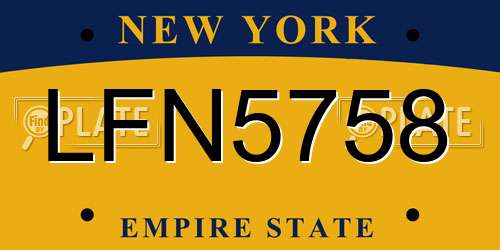 LFN5758 New York License Plate