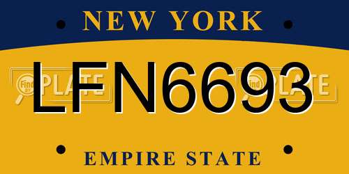 LFN6693 New York License Plate