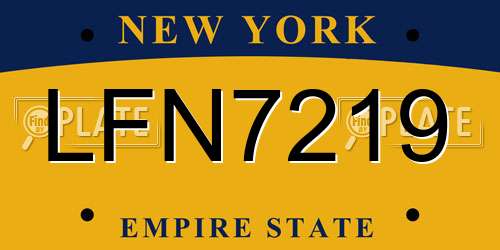 LFN7219 New York License Plate