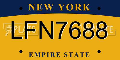 LFN7688 New York License Plate