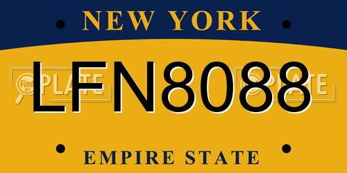 LFN8088 New York License Plate