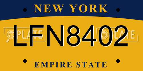 LFN8402 New York License Plate
