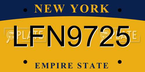 LFN9725 New York License Plate