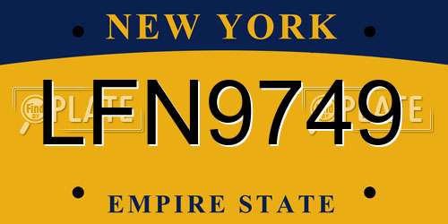 LFN9749 New York License Plate