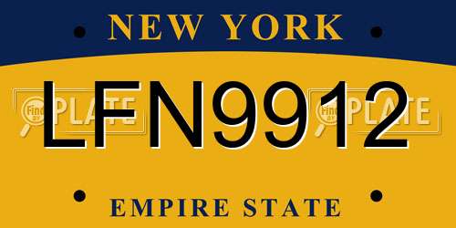 LFN9912 New York License Plate