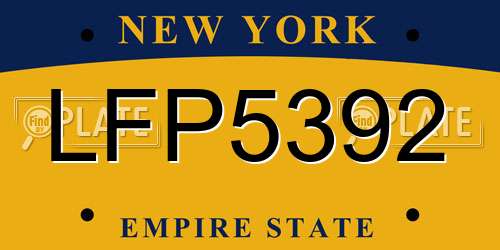 LFP5392 New York License Plate