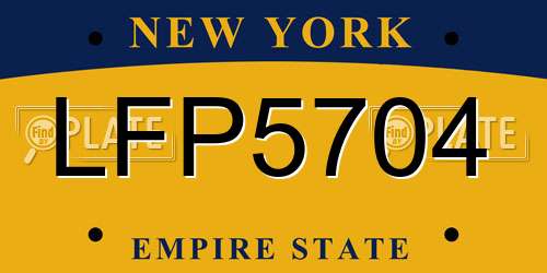 LFP5704 New York License Plate