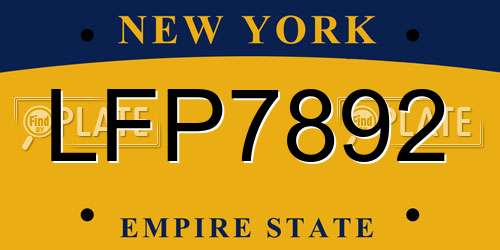 LFP7892 New York License Plate