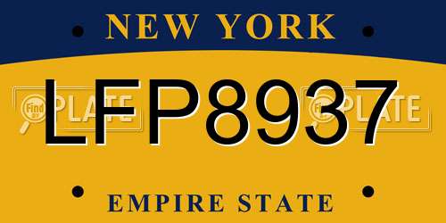 LFP8937 New York License Plate