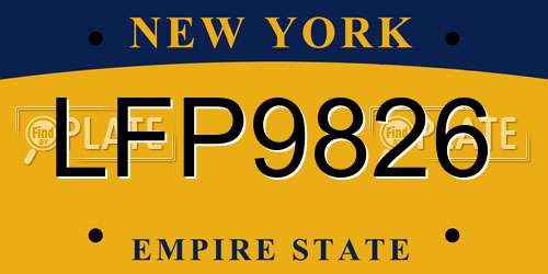 LFP9826 New York License Plate