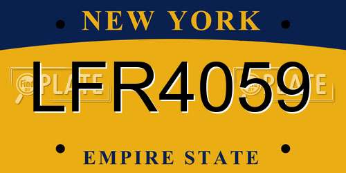 LFR4059 New York License Plate