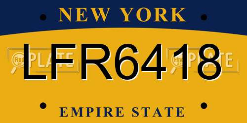 LFR6418 New York License Plate