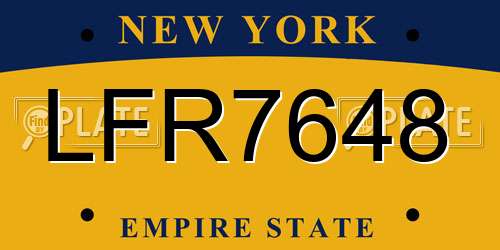 LFR7648 New York License Plate