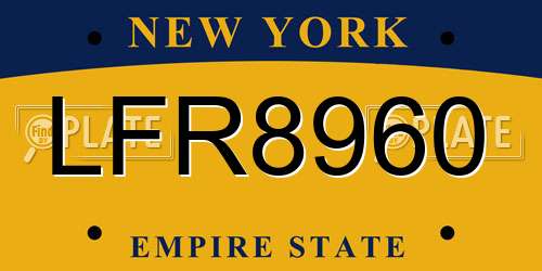 LFR8960 New York License Plate
