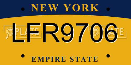 LFR9706 New York License Plate