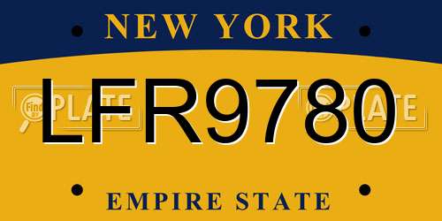 LFR9780 New York License Plate